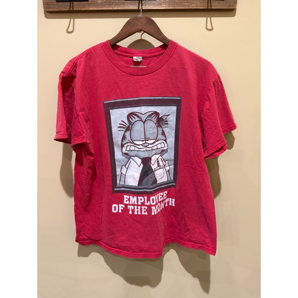 Vintage Jerzees Garfield Employee of the Month T Shirt Red Size Large